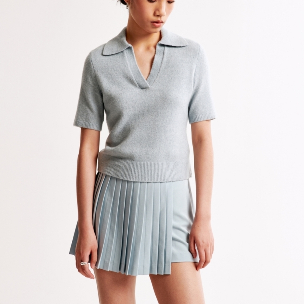 Light Blue Pleated Skort